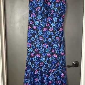 Kensie Navy Dress with Blue & Pink Floral Embroidery